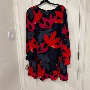 LOFT Fleur Floral Shift Dress Drop Waist Size Medium